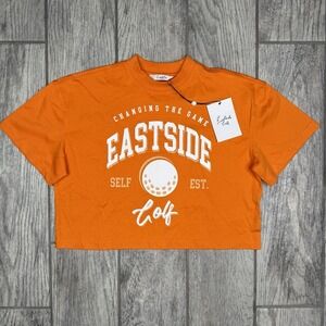 Eastside Golf Shirt Womens Orange Cropped NWT Crop Top‎ Golfing Gym Logo Size S